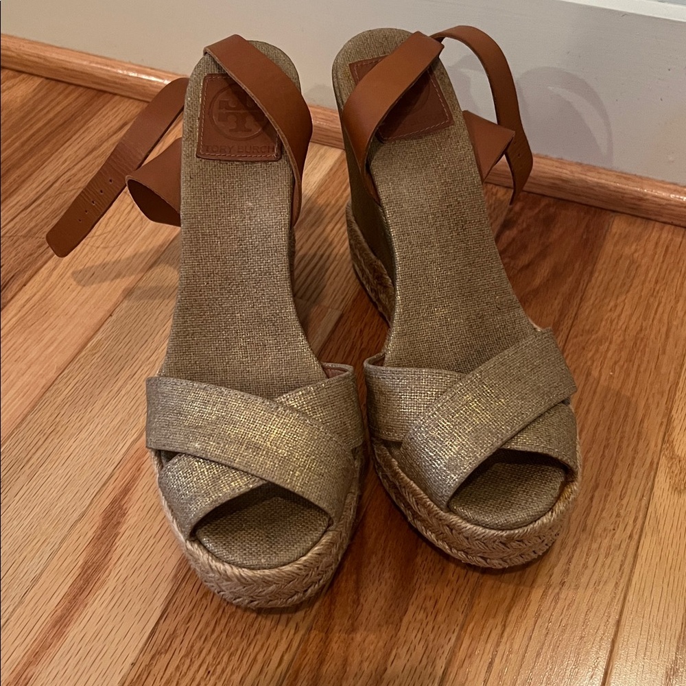 Tory Burch Brown and Gold Sandals